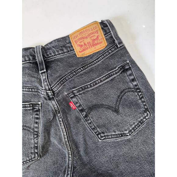 Levis 501 Mid Thigh Black Shorts Womens 25 Button Fly High Rise 5.5" Inseam - Picture 8 of 13